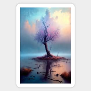 Lavender Winter: A Minimalistic Abstract Japanese Tree Sticker